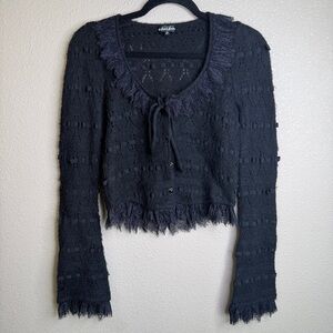For Love & Lemons Ribbon Knit Cardigan – XS (Wool/Mohair Blend